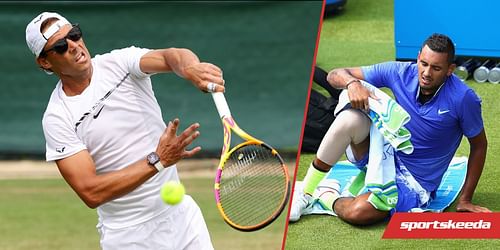 Rafael Nadal (L) and Nick Kyrgios