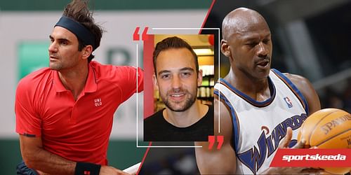 Joel Dicker showers praise on Roger Federer and Michael Jordan.