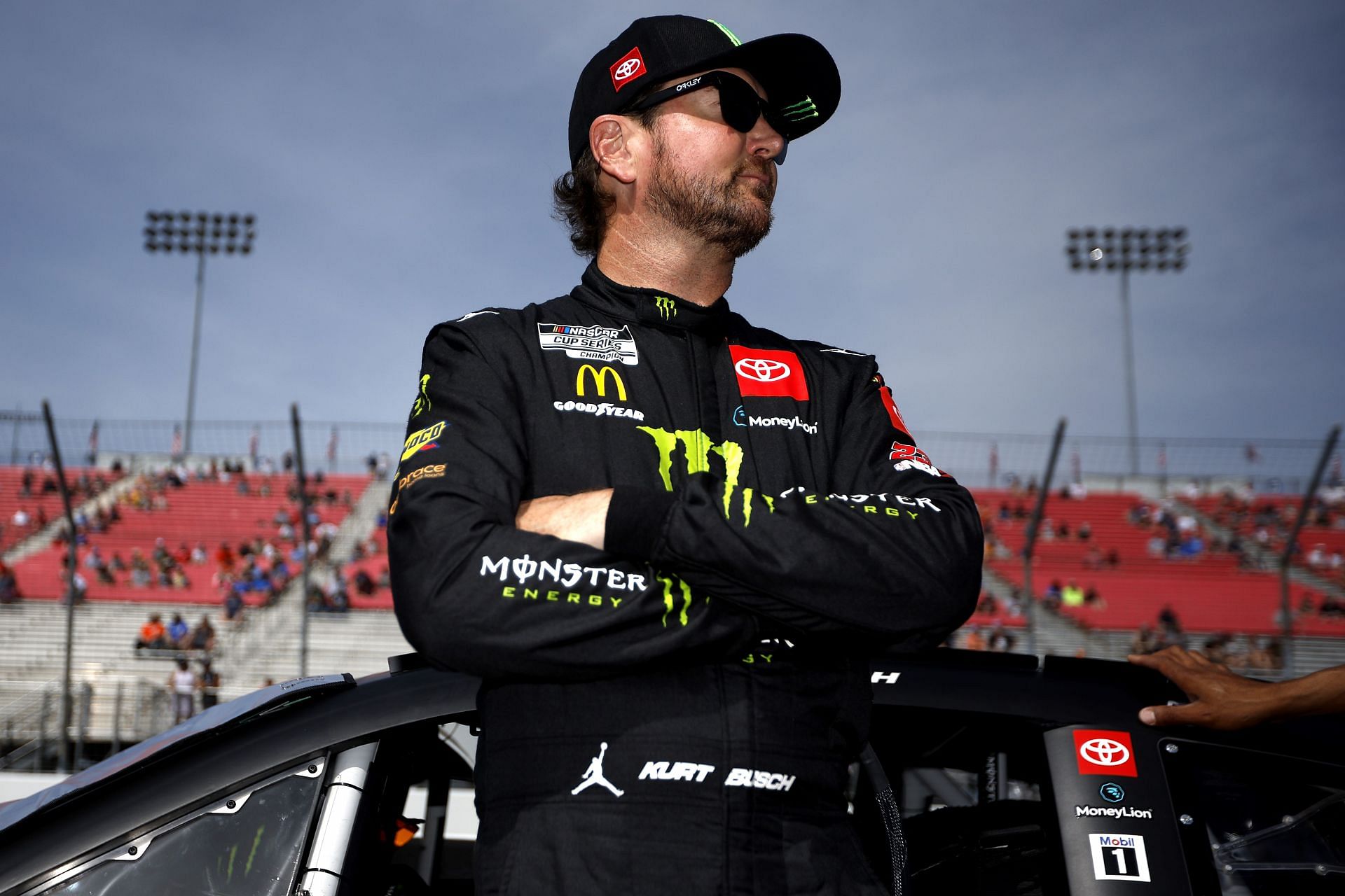 Kurt Busch looks on during qualifying for the NASCAR Cup Series Enjoy Illinois 300 at WWT Raceway
