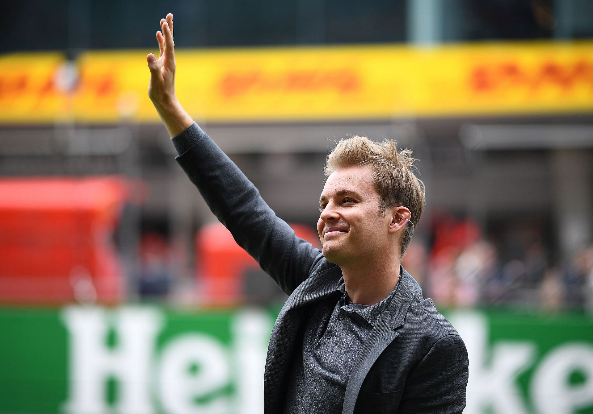 Nico Rosberg waves to the crowd before the F1 Grand Prix of China at Shanghai International Circuit on April 14, 2019, in Shanghai, China (Photo by Clive Mason/Getty Images)