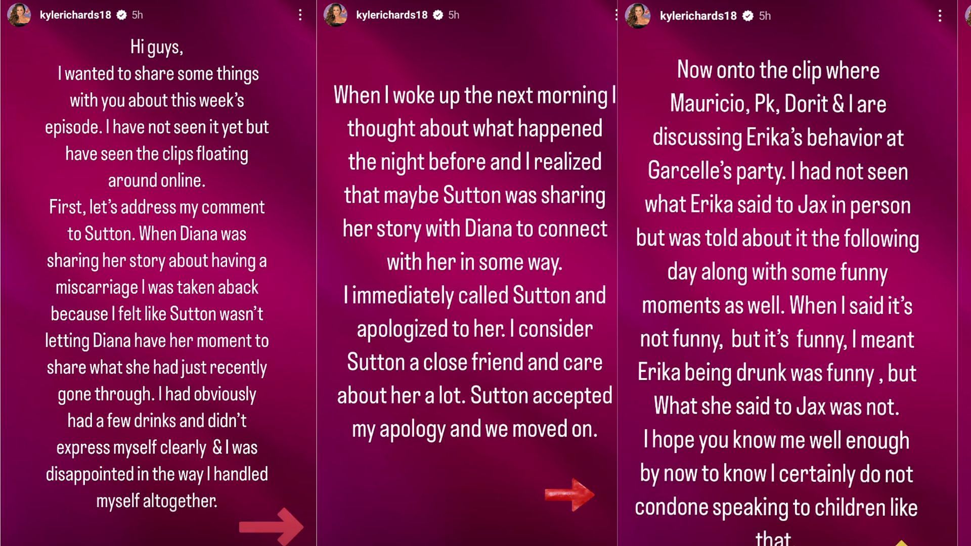 Kyle Richard&#039;s Instagram post addressing RHOBH scenes (Image via kylerichards18/Instagram)