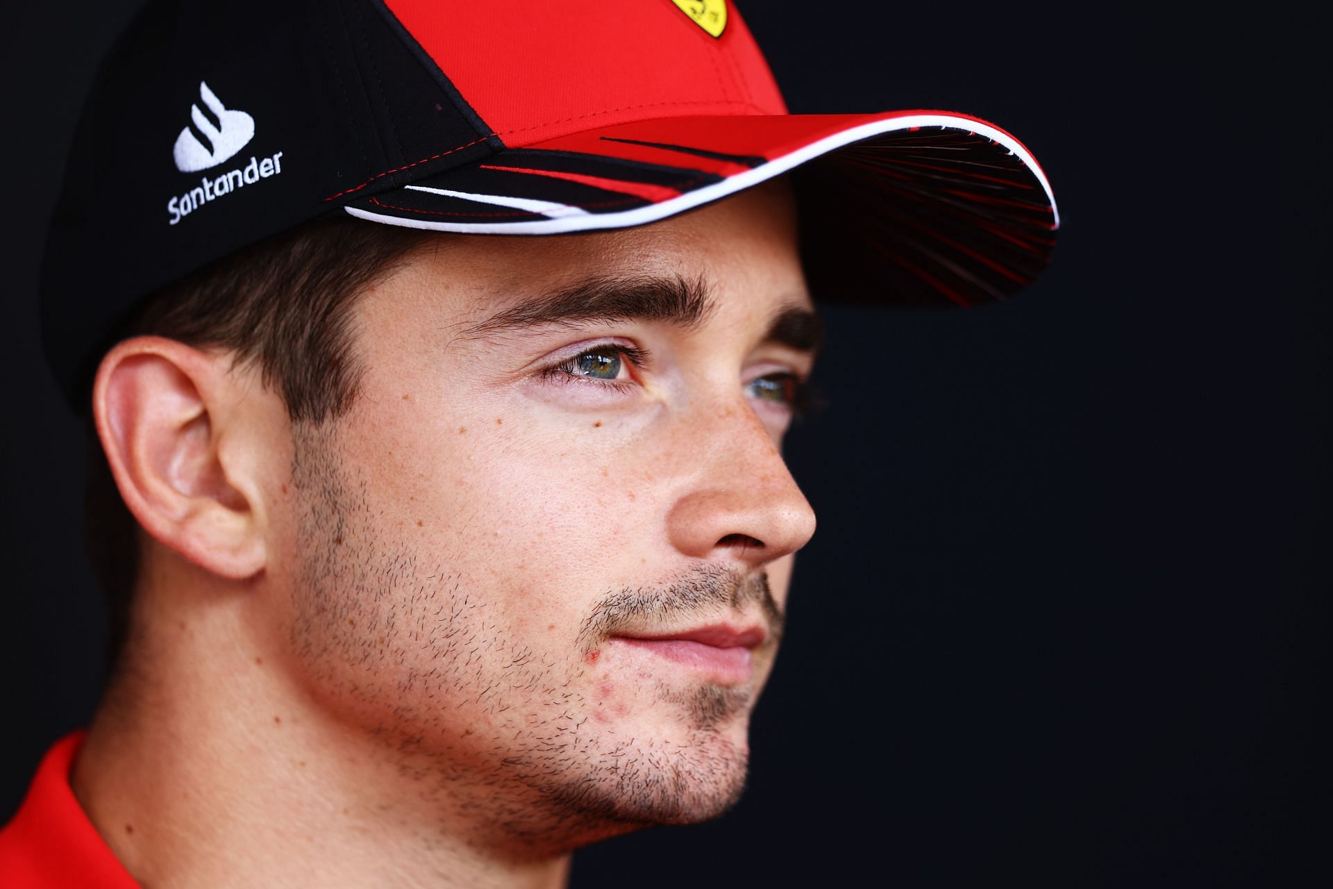 Charles Leclerc talks to the media in the Paddock during previews ahead of the F1 Grand Prix of Hungary at Hungaroring on July 28, 2022, in Budapest, Hungary (Photo by Francois Nel/Getty Images)