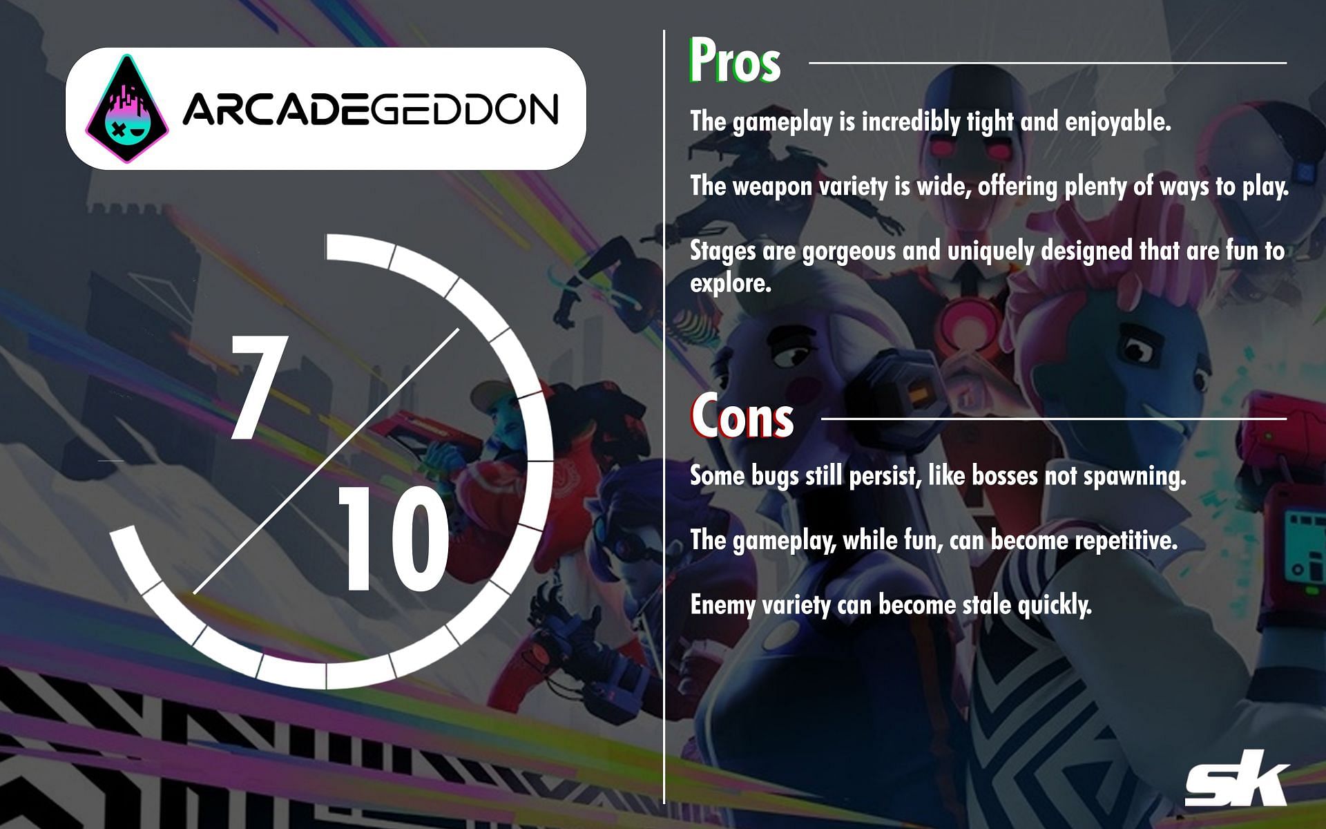 Arcadegeddon is a fusion of classic arcade challenge, and modern aesthetic (Image via Sportskeeda)