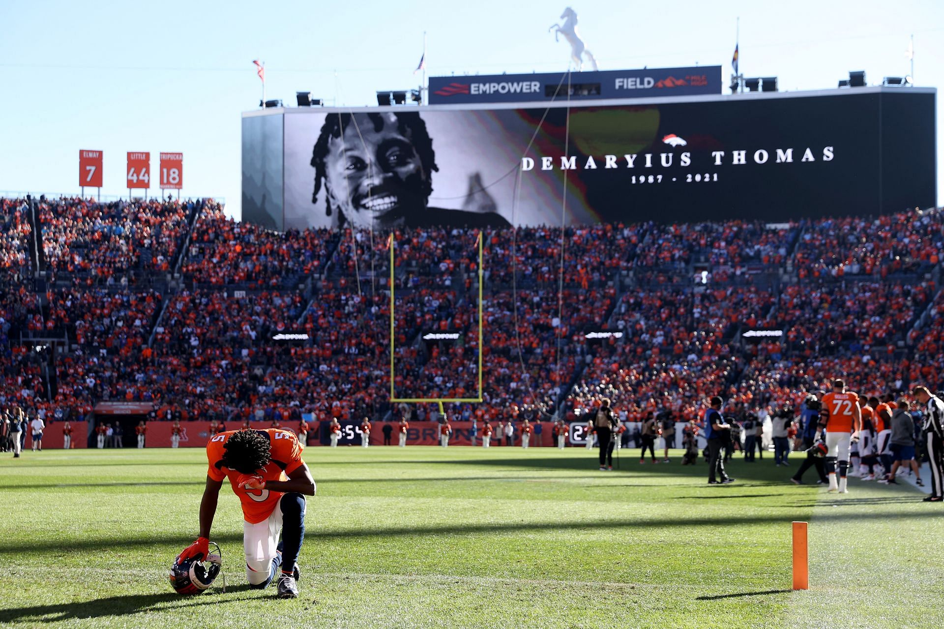 Tributes being paid to Demaryius Thomas at the Detroit Lions v Denver Broncos game