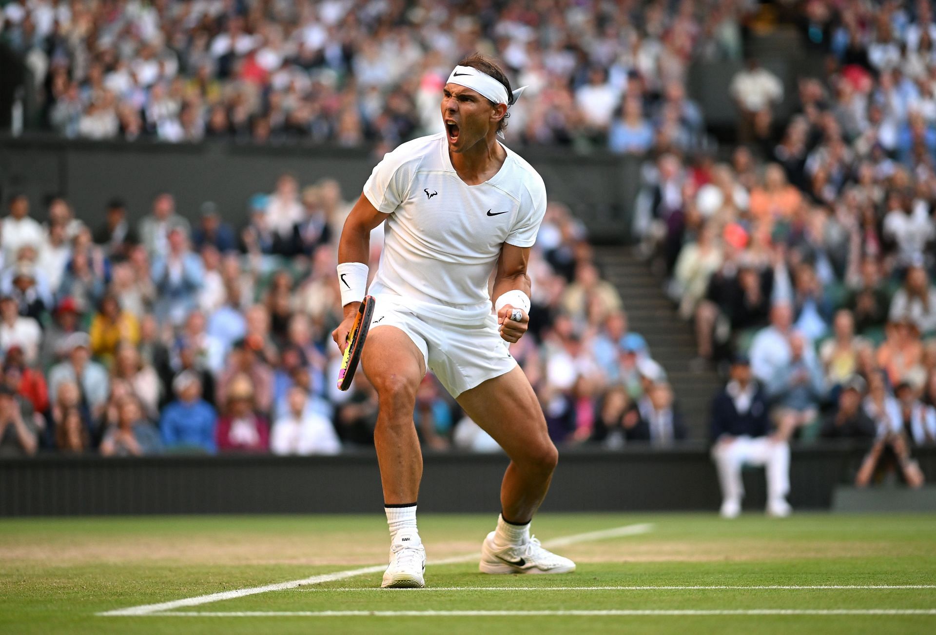 Rafael Nadal during his fourth-round Wimbledon match