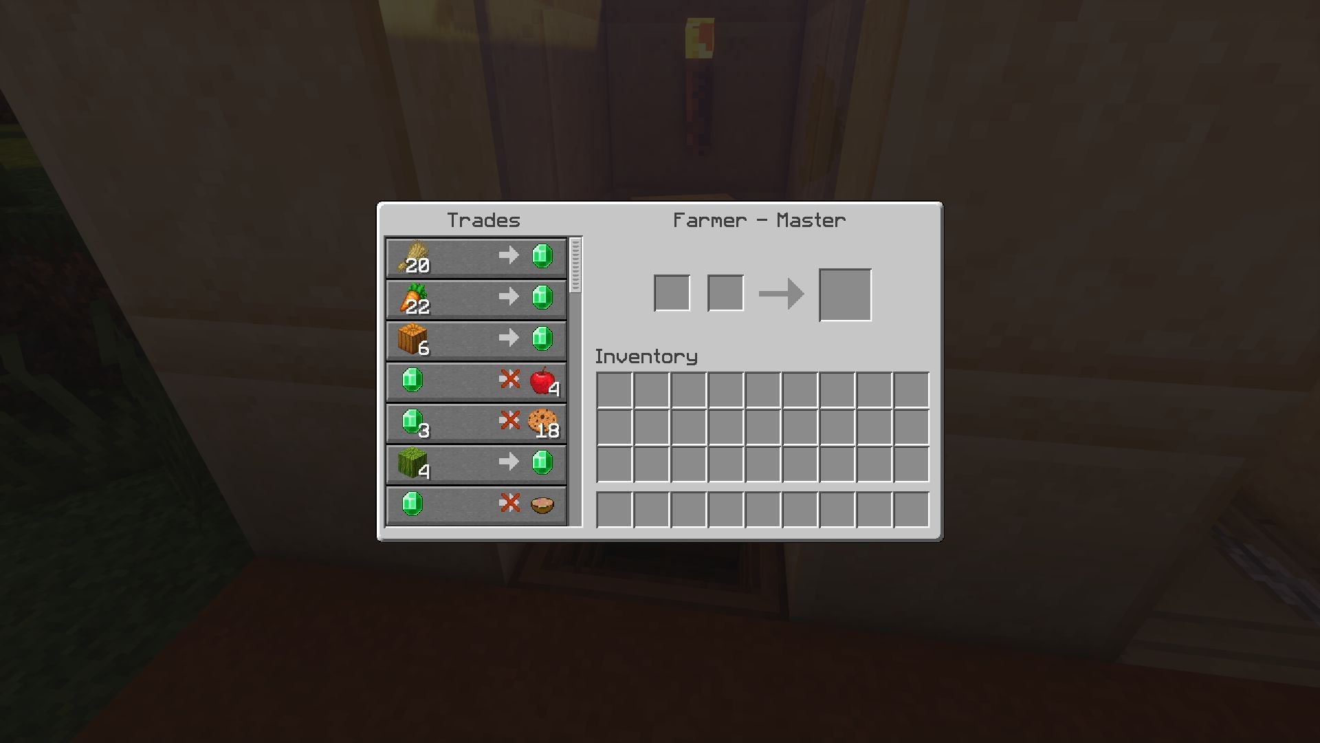 An example of farmer trades (Image via Minecraft)