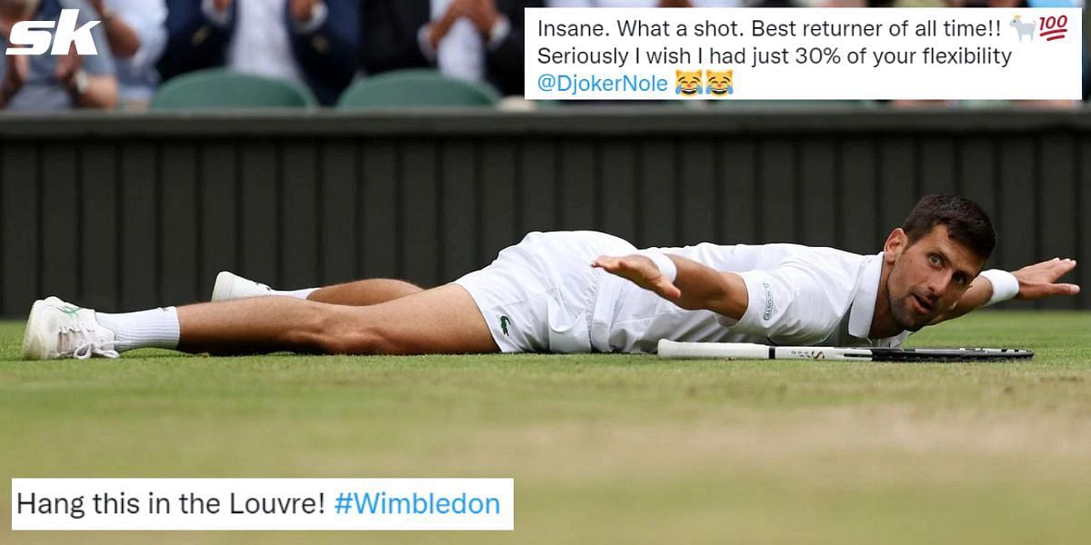 Tennis fans react to Novak Djokovic&#039;s incredible backhand passing shot in the Wimbledon quarterfinals