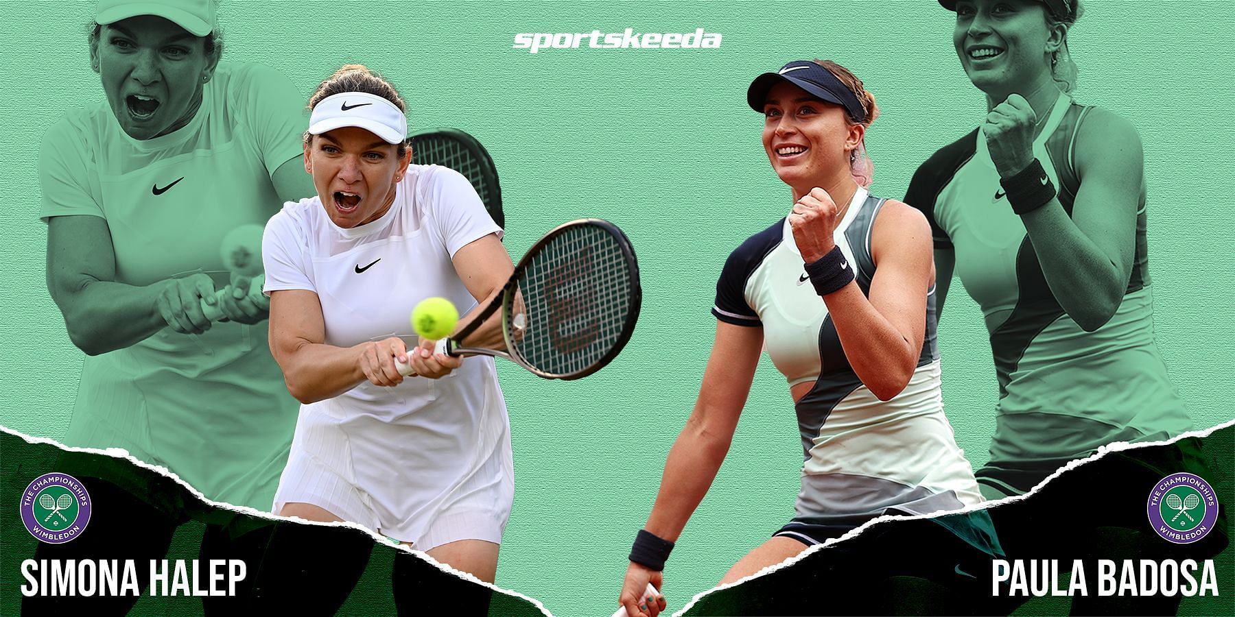 Simona Halep (L) &amp; Paula Badosa will clash in Wimbledon R4