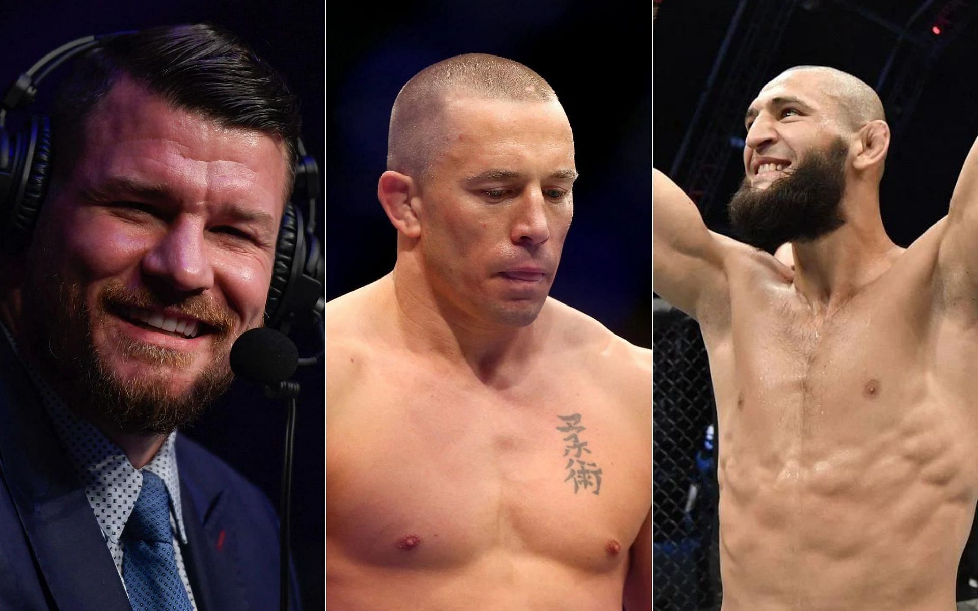 Michael Bisping (left), Georges St-Pierre (middle) and Khamzat Chimaev (right)