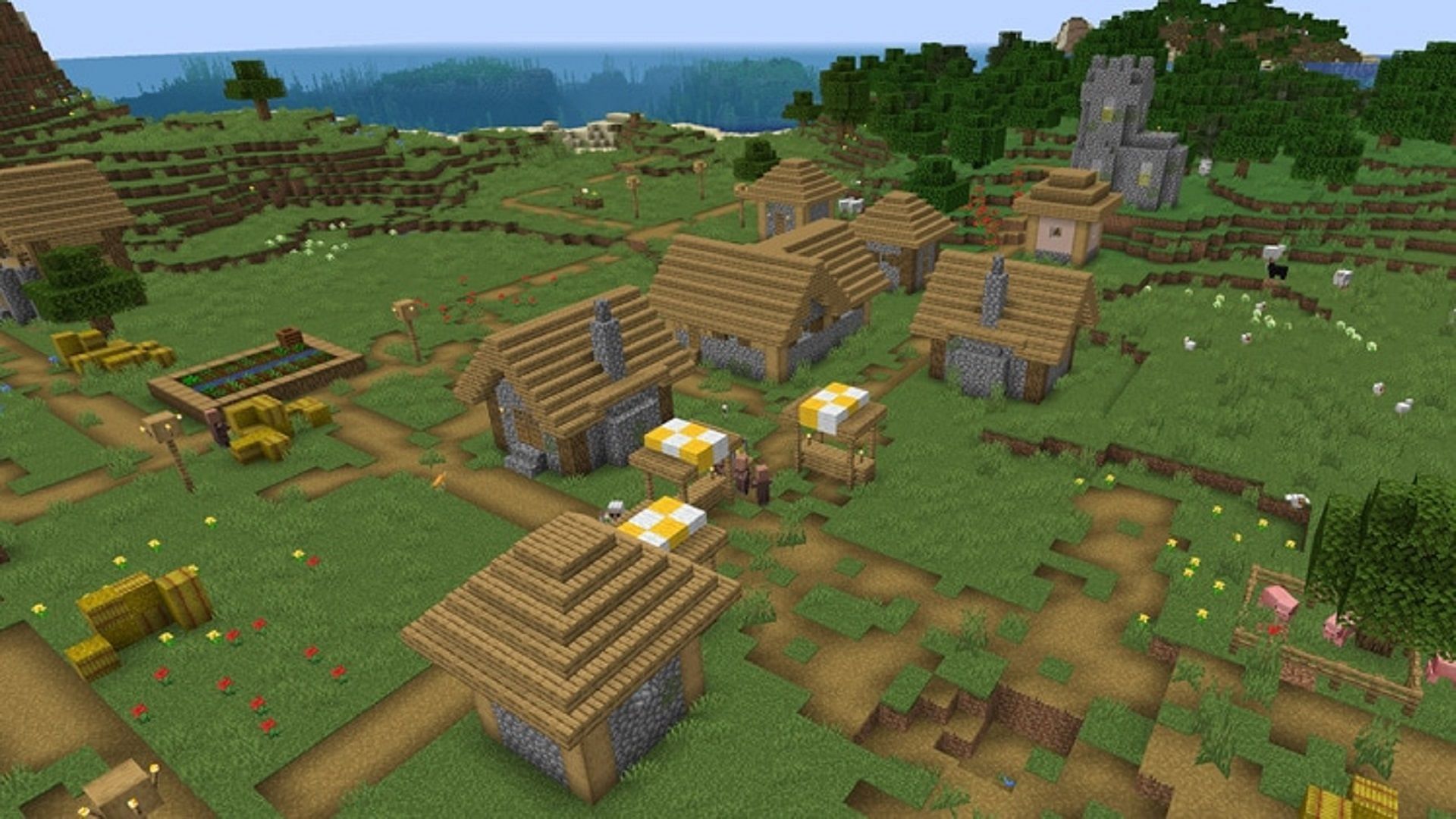 A village in a plains biome (Image via Minecraft.net)