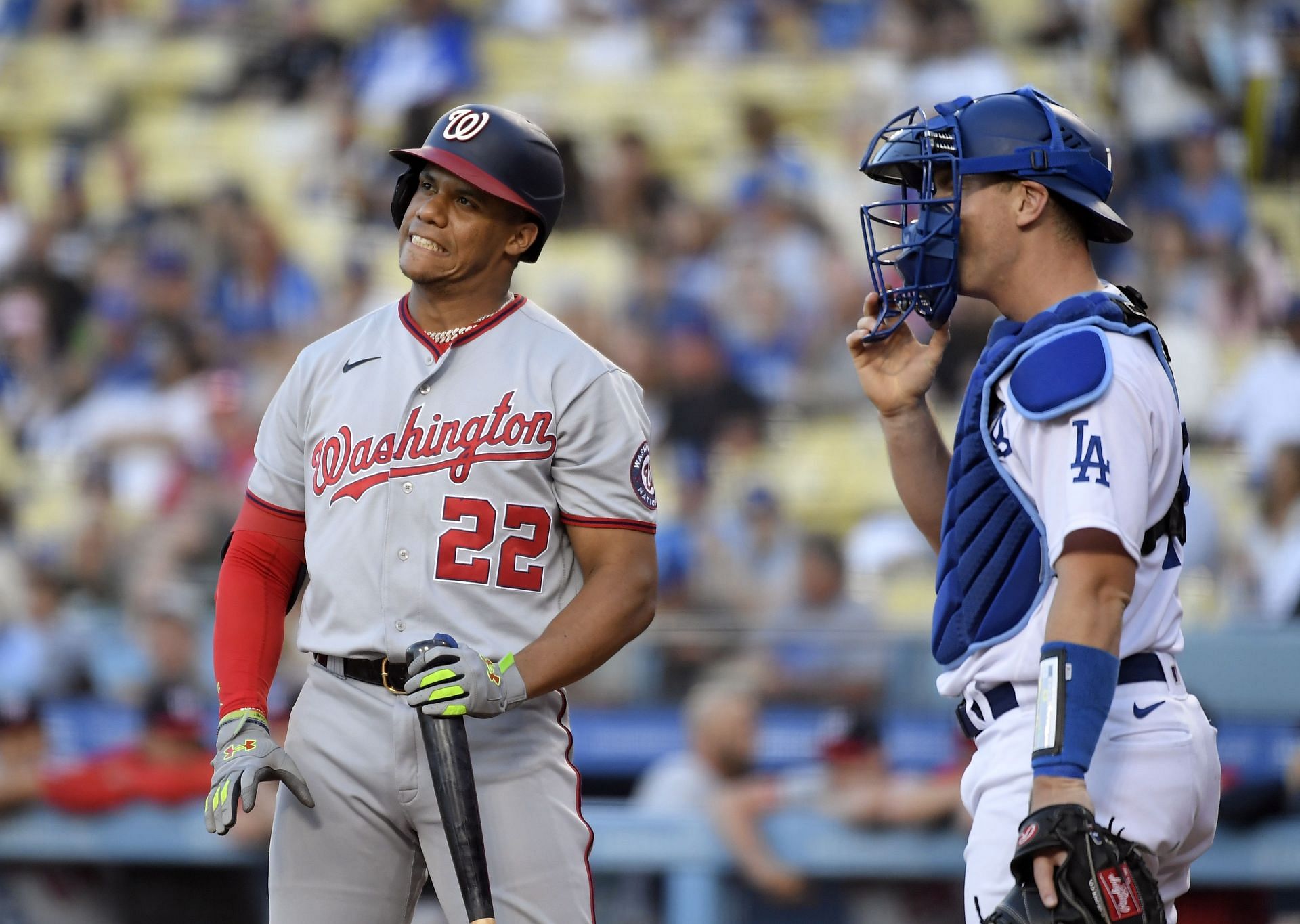 Juan Soto during last night&#039;s MLB Washington Nationals v Los Angeles Dodgers game.