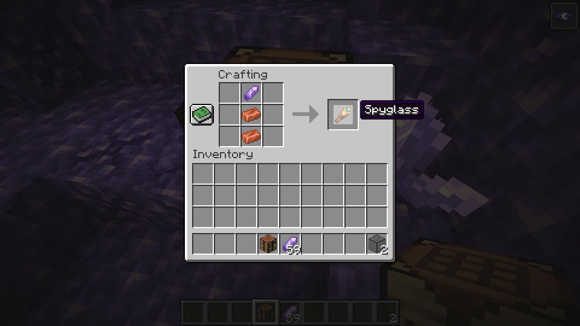Spyglass crafting recipe (Image via Minecraft 1.19 update)
