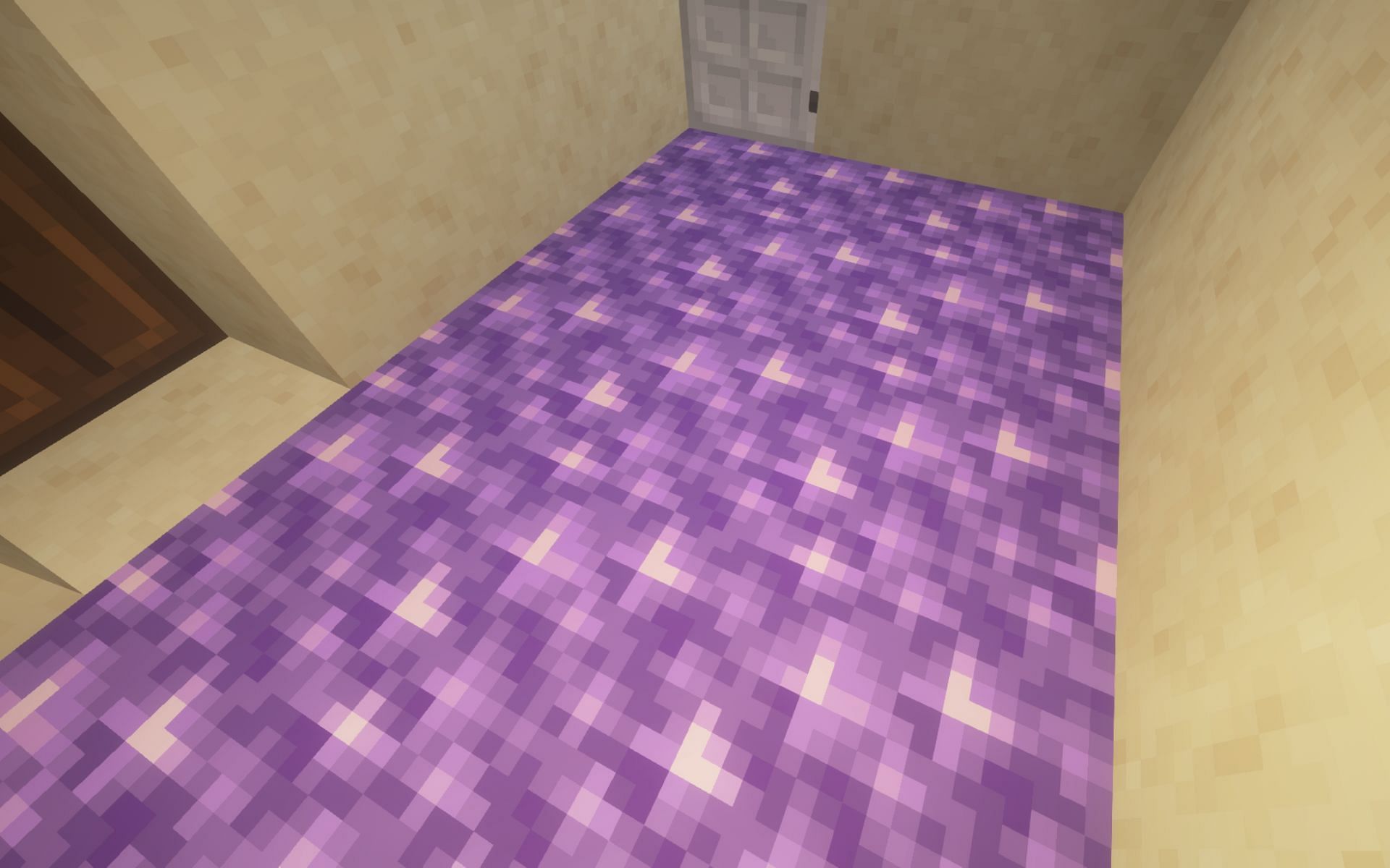 Amethyst blocks used as floor in a build (Image via Minecraft 1.19 update)