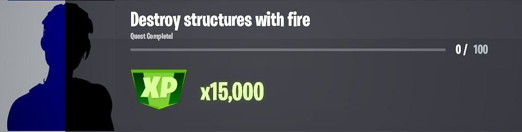 Destroy structures in Fortnite with fire to earn 15,000 XP (Image via iFireMonkey/Twitter)