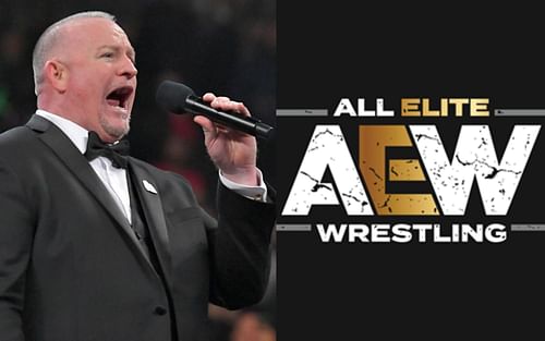 WWE legend Road Dogg (left) and AEW logo (right)