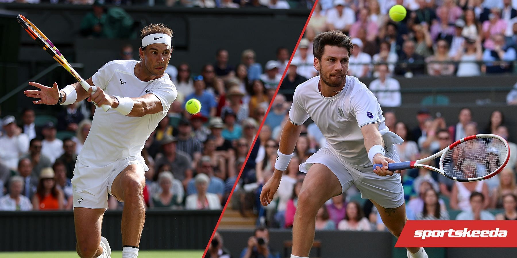 Nadal (left) and Norrie are the first pair of left-handers in 30 years to reach the Wimbledon semifinals.