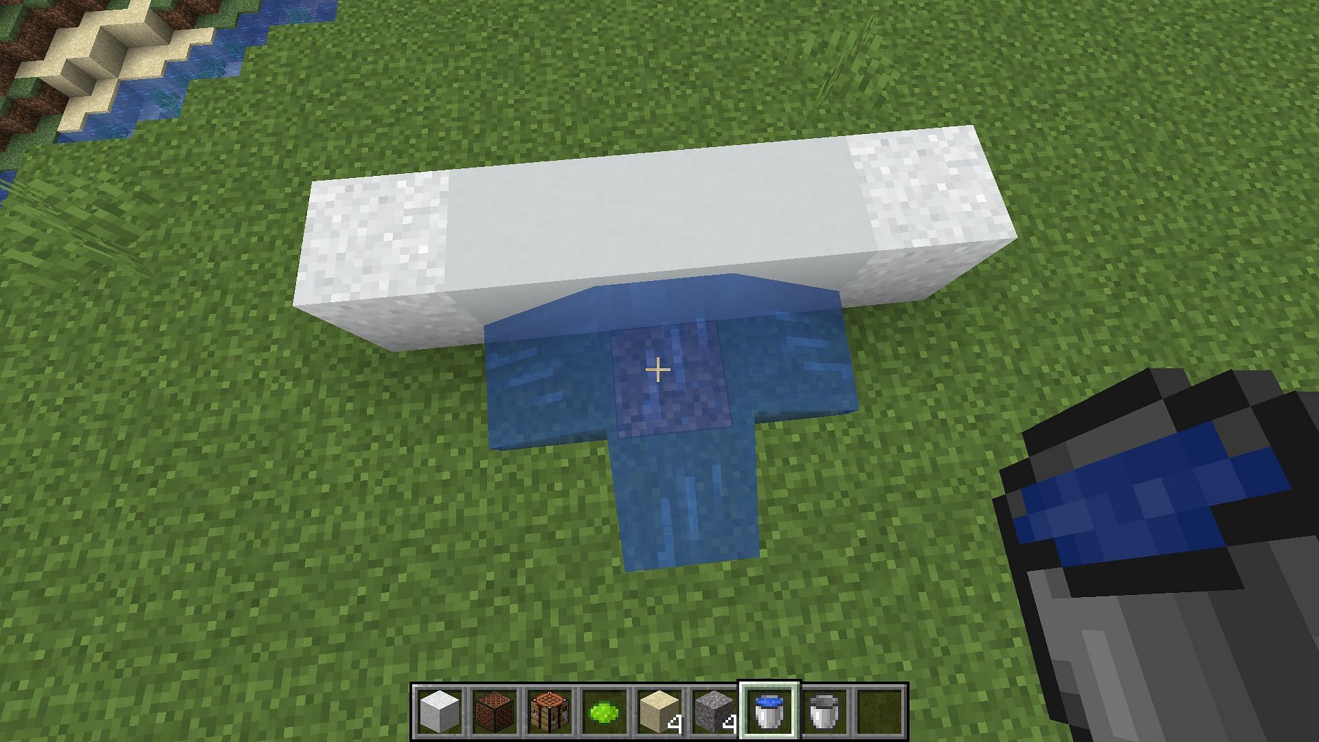 Concrete powder solidifying and turning into regular concrete (Image via Minecraft 1.19 update)