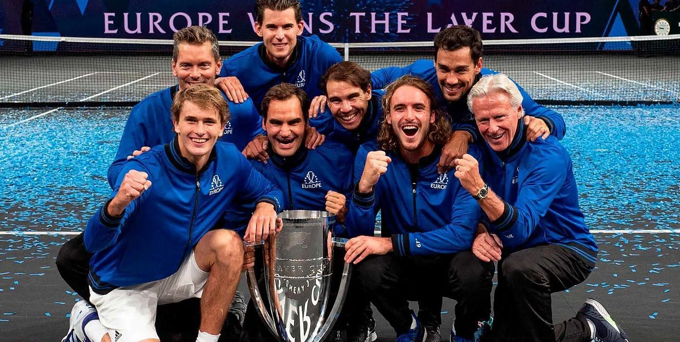 2019 में लेवर कप जीतने वाली टीम यूरोप के खिलाड़ी।