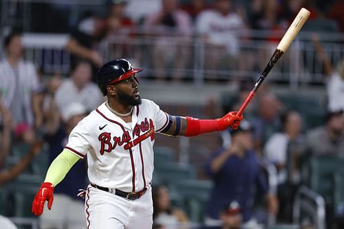 Marcel Ozuna hit two home runs in the Braves' final game with the Reds.