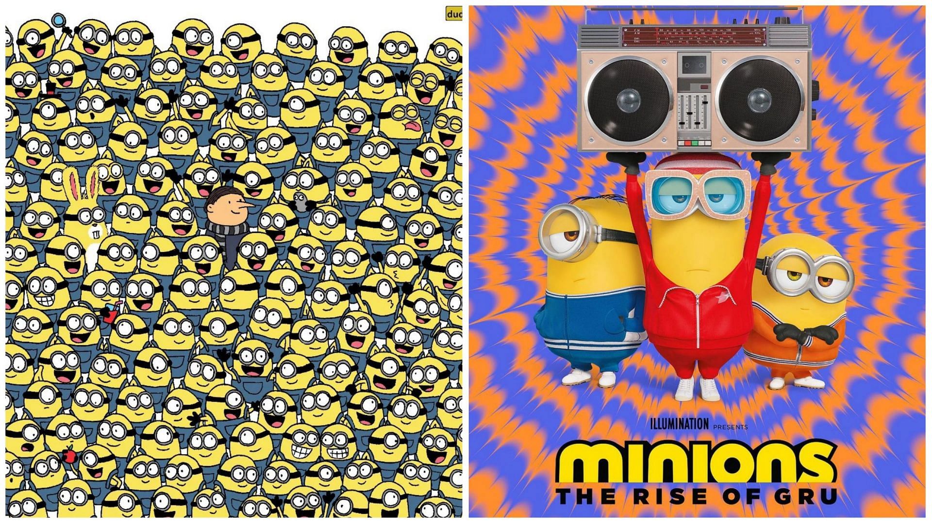 Minions fans are having fun trying to find bananas in a puzzle created by The Dudolf (Image via @thedudolf and @minions/Instagram)