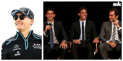 George Russell (left) has lauded the Big Three of Roger Federer, Rafael Nadal and Novak Djokovic.