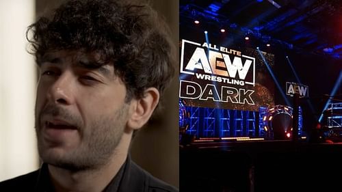 Tony Khan (left); AEW Dark set (right)