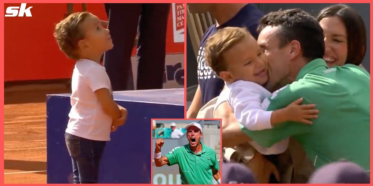 Roberto Bautista Agut celebrates Generali Open title with his son