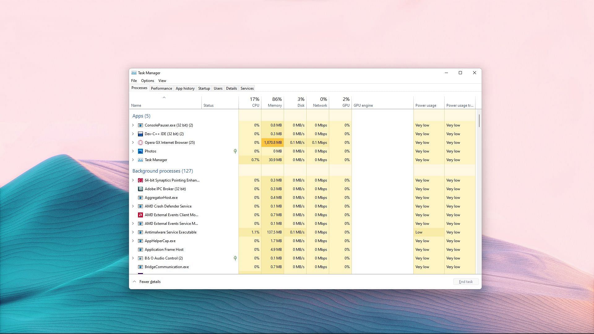 Background tasks in Windows (Image via Sportskeeda)