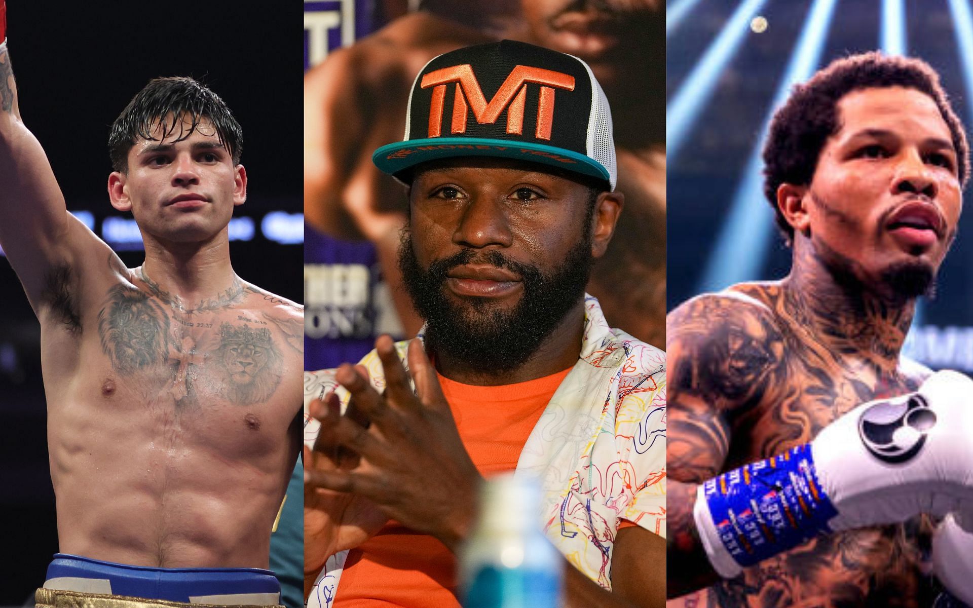 Ryan Garcia (left), Floyd Mayweather (center), and Gervonta Davis (right) (Image credits Getty Images)