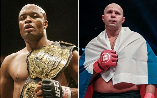 Anderson Silva (L) Fedor Emelianenko (R) (Credit: Lucas Noonan /Bellator MMA, @GalacticFL - Twitter)