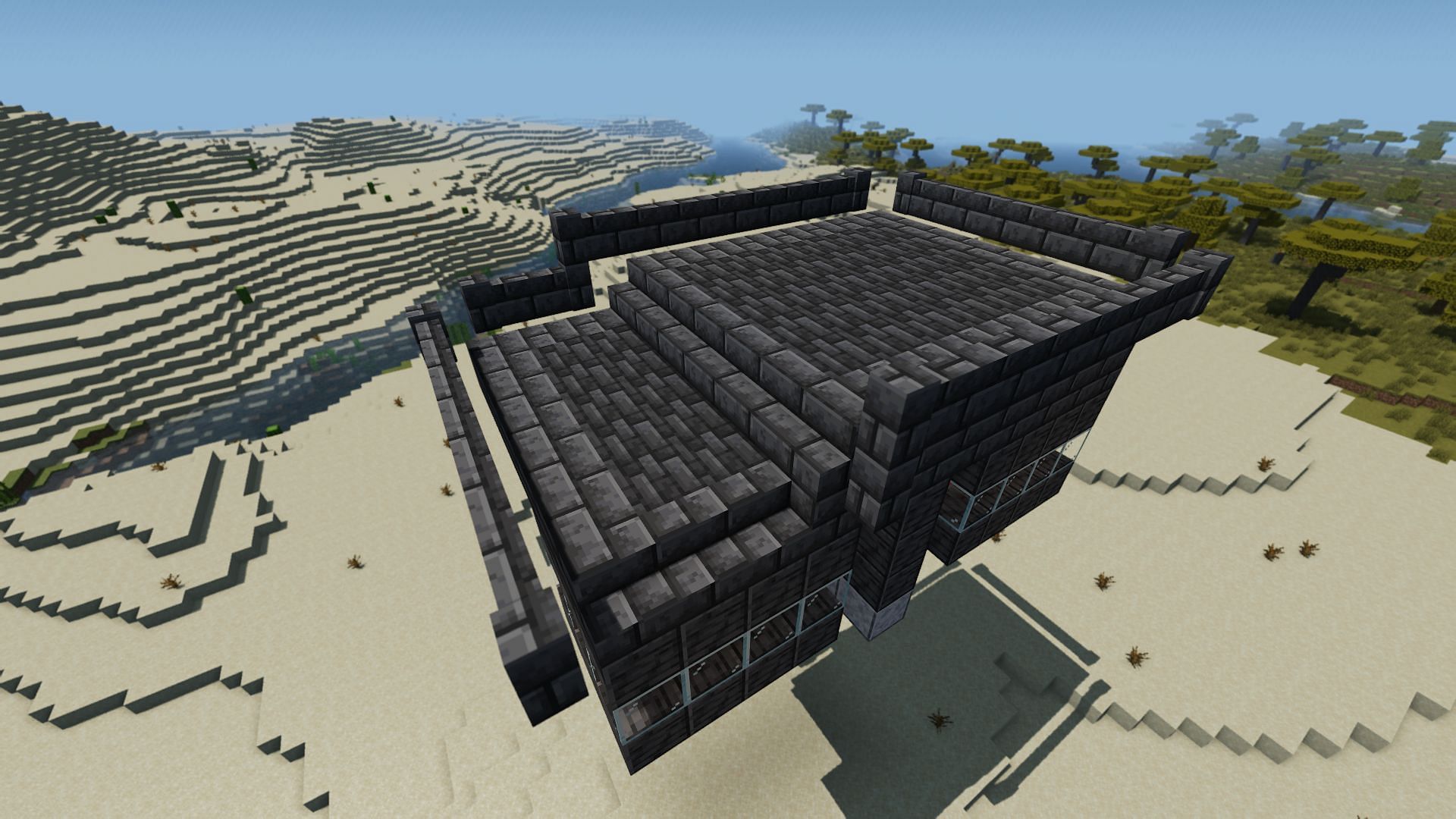 The walls placed around the upper platform (Image via Minecraft)