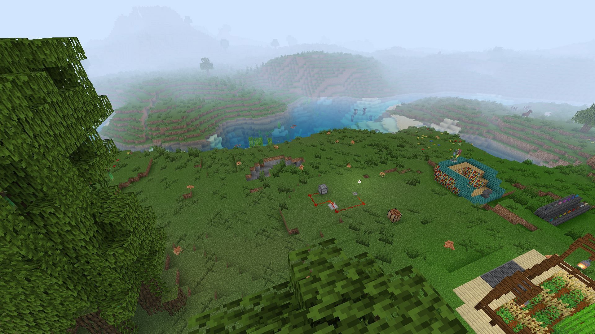The example area with BQL shaders applied (Image via Minecraft)