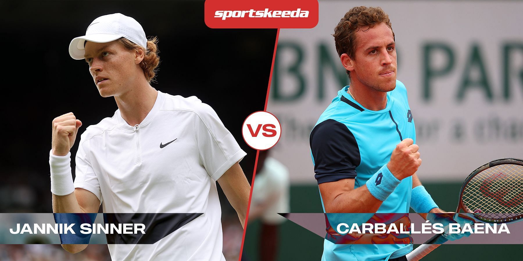 Sinner (L) will face off against Carballes Baena for the second time this year