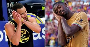 NBA superstar Stephen Curry offers two-word response as Ousmane Dembele copies his celebration after scoring for Barcelona