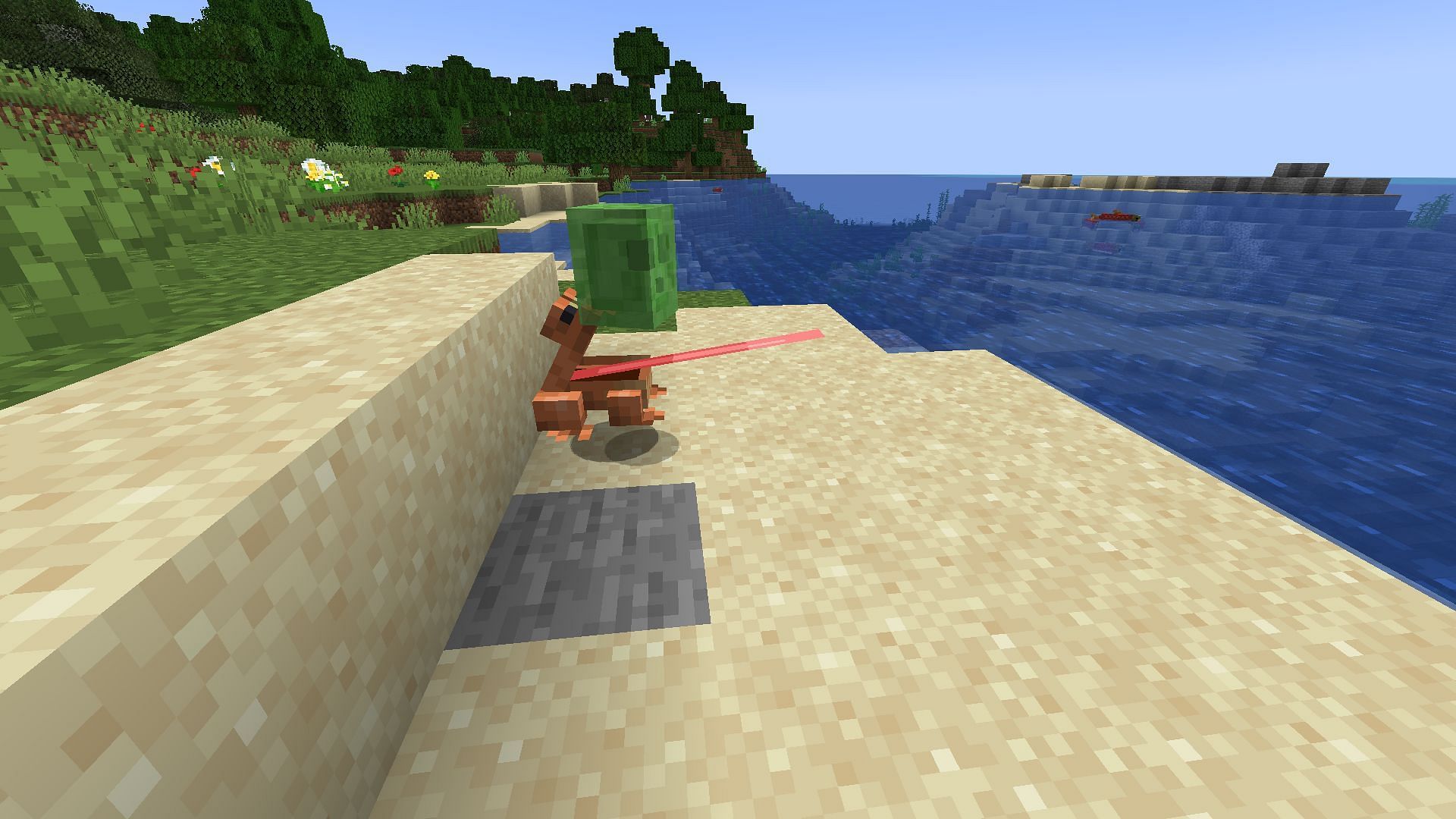 Frogs can eat the smallest slime and magma cube mobs (Image via Mojang)