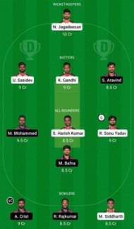 Dream11 Team for Chepauk Super Gillies vs IDream Tiruppur Tamizhans - TNPL 2022.