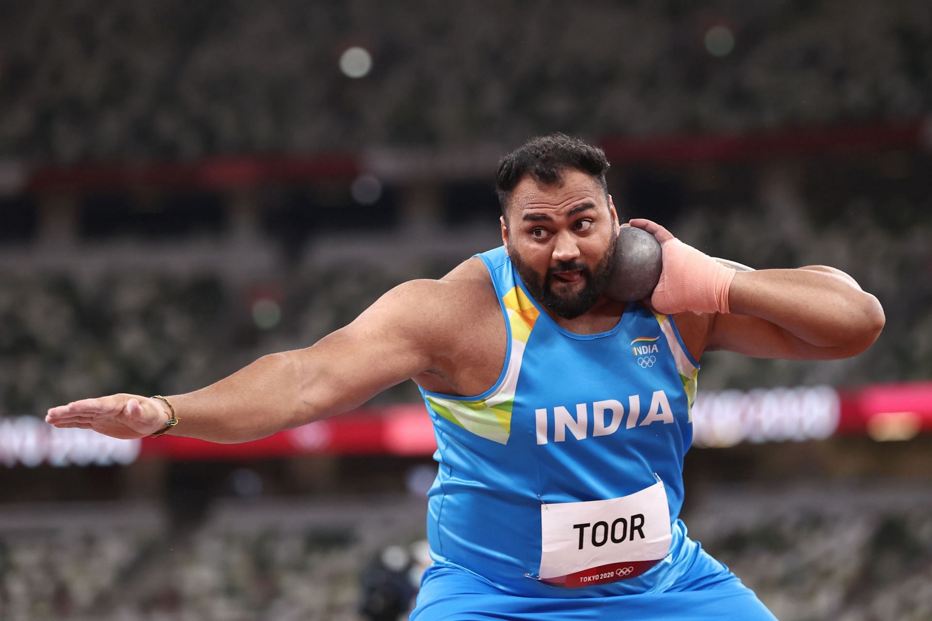 Tajinder Singh Toor in action during the 2020 Tokyo Olympics 