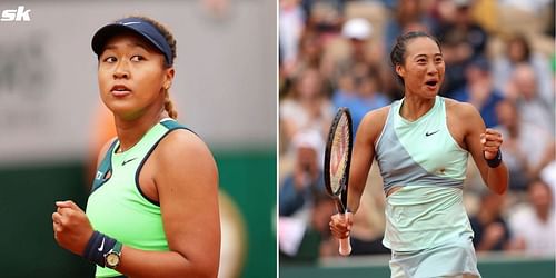 Naomi Osaka (L) and Qinwen Zheng