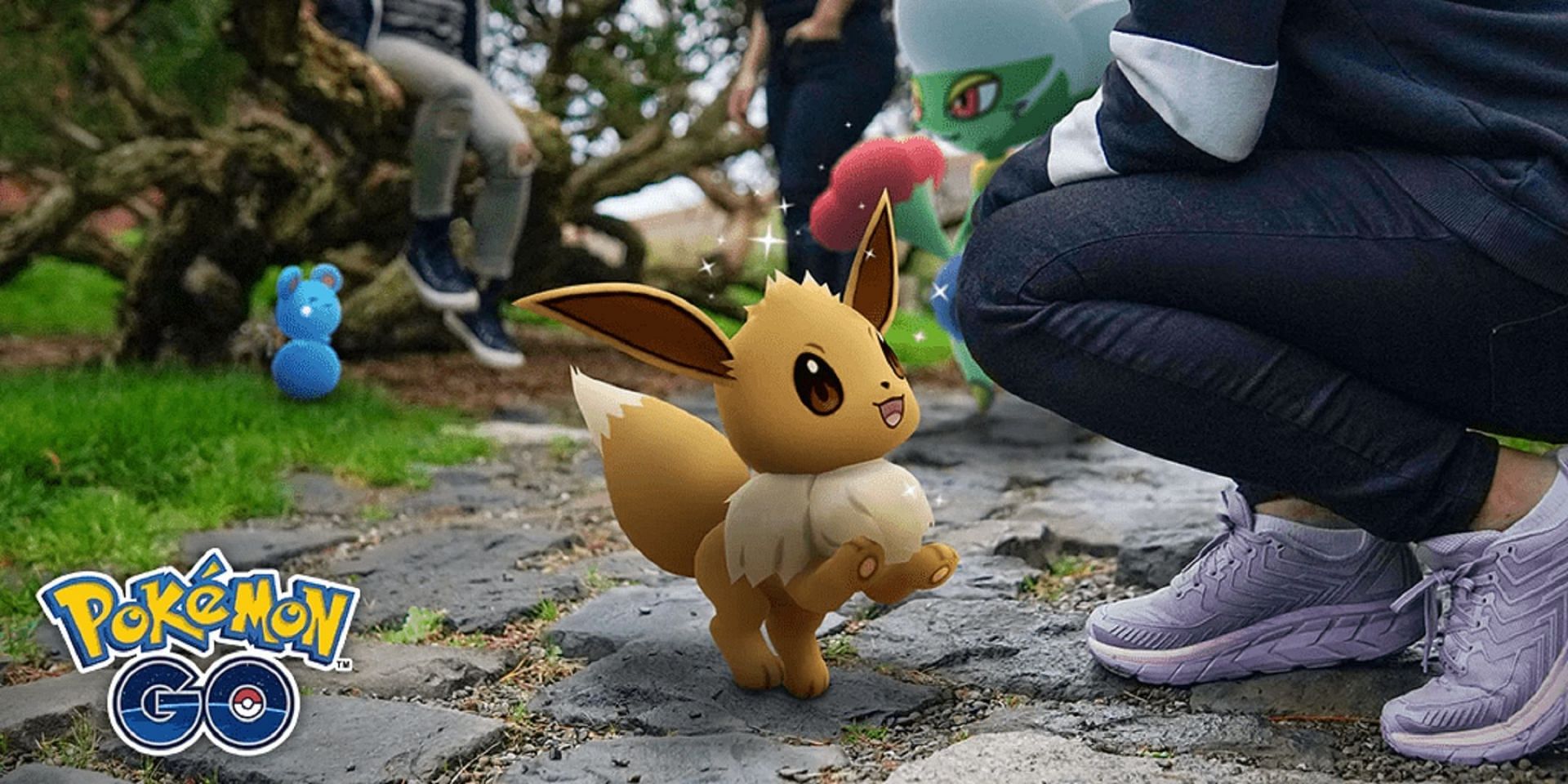 Eevee in Pokemon GO&#039;s buddy adventure advertisement (Image via Niantic)