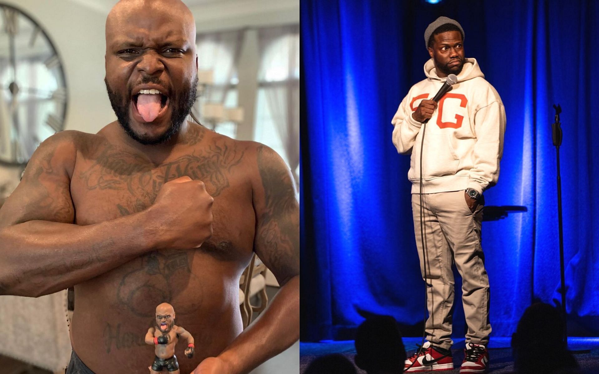 Derrick Lewis (left), Kevin Hart (right) [Images courtesy: @thebeastufc and @kevinhart4real via Instagram]