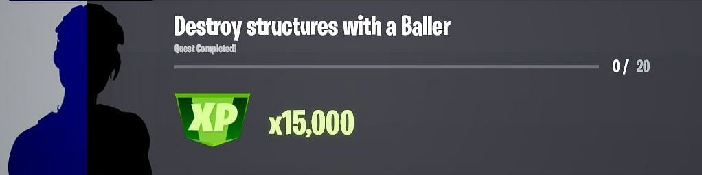 Destroy 20 structures with a Baller to earn 15,000 XP in Fortnite (Image via iFireMonkey/Twitter)