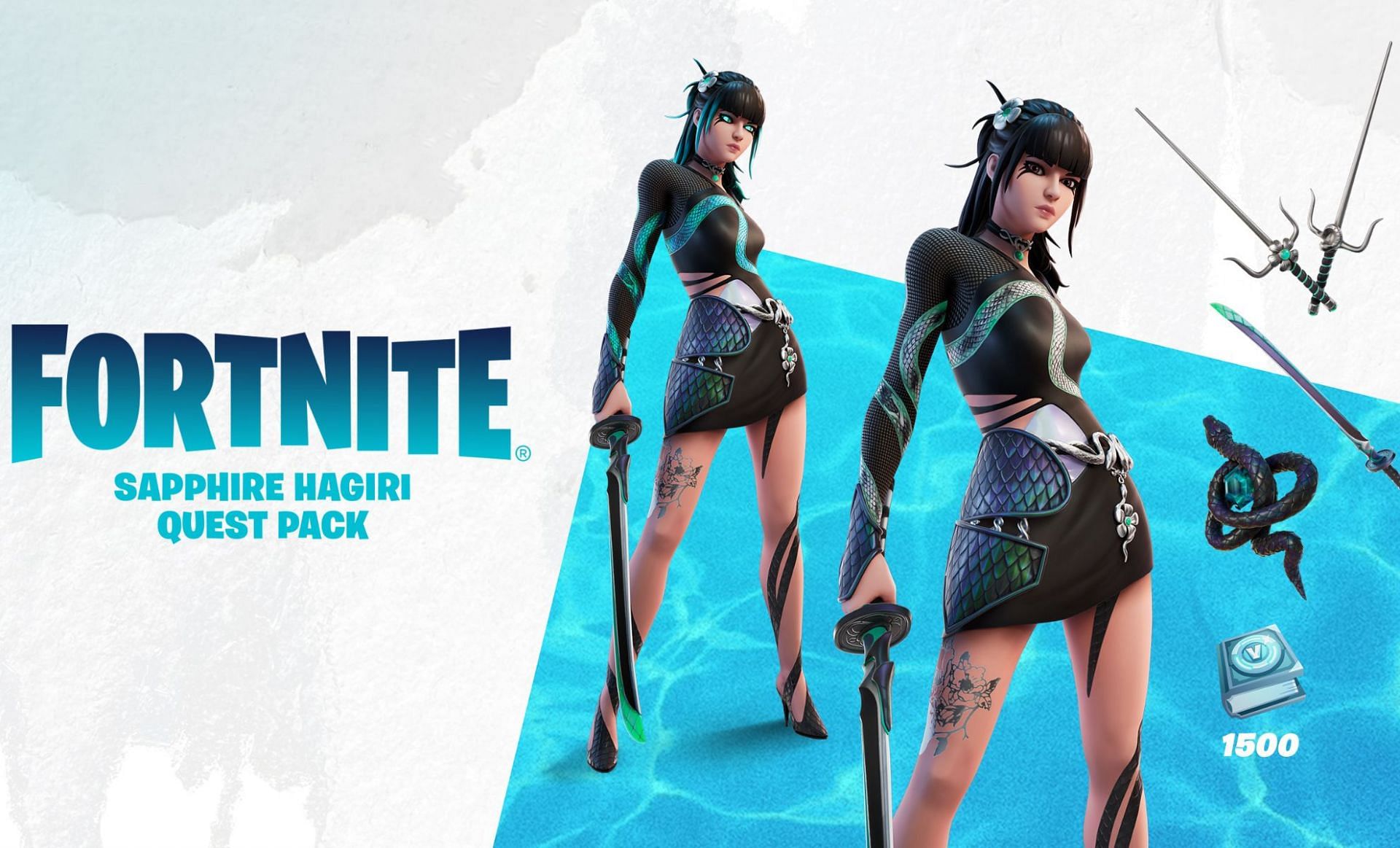 Fortnite Sapphire Hagiri comes in a quest pack (Image via Epic Games)