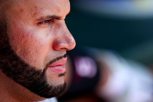 Albert Pujols looks on, Los Angeles Angels v Texas Rangers