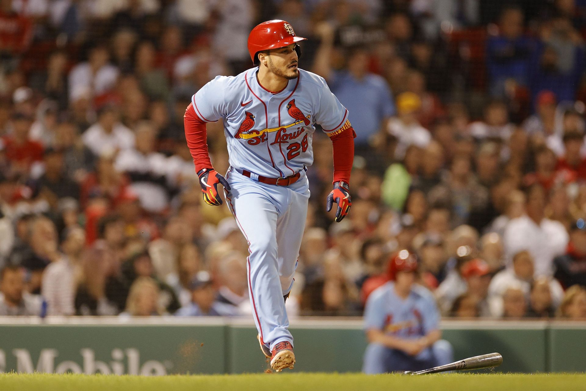 St. Louis Cardinals third baseman Nolan Arenado mashed a home run and a triple in the first three innings of today&#039;s game versus the Phillies.