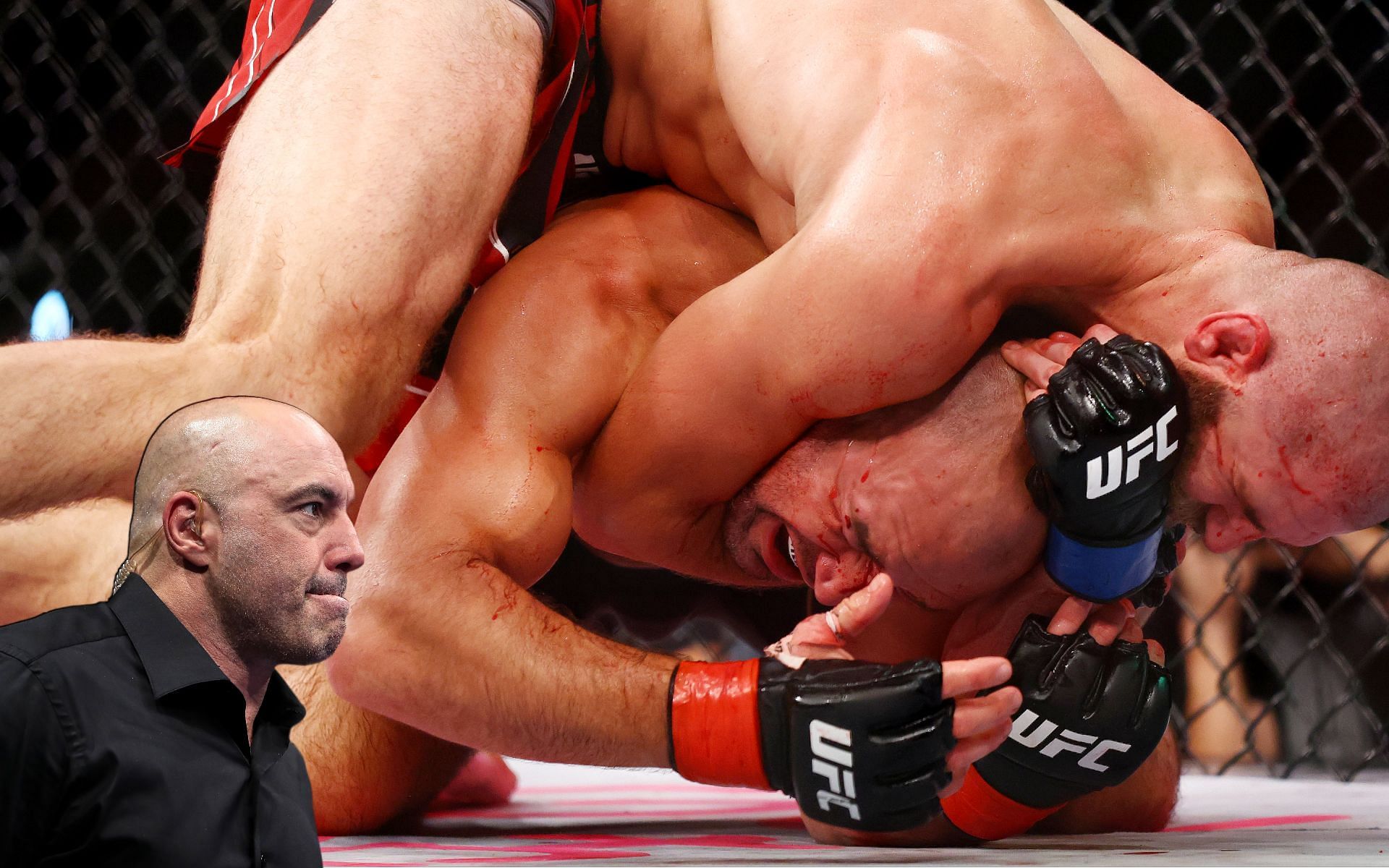 Joe Rogan (left), Glover Teixeira (bottom), Jiri Prochazka (top) (Images via Getty)