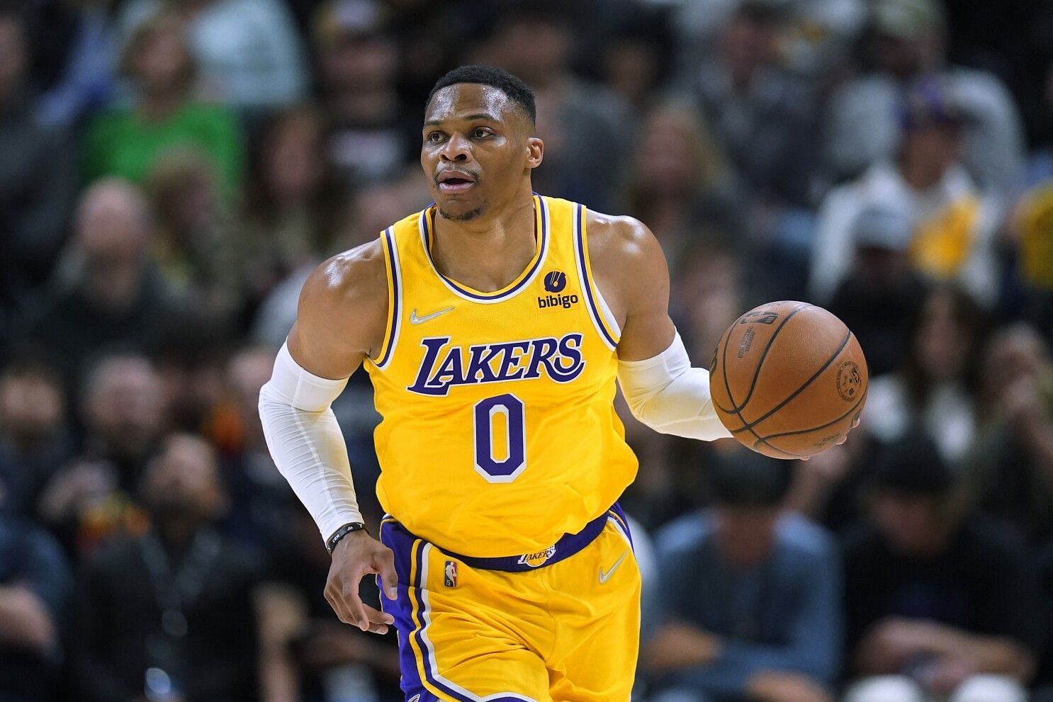 Every trade scenario involving Russell Westbrook requires the LA Lakers attaching at least one future first-round pick. [Photo: LA Times]