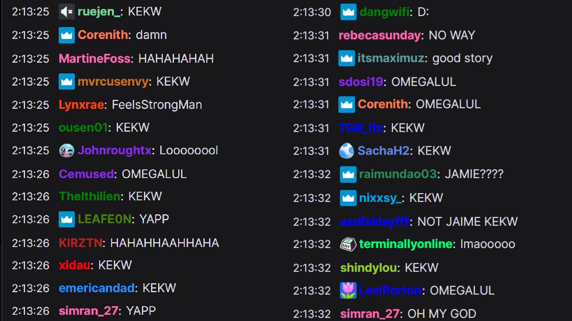 Chat laughing at the story (Image via Blaustoise/Twitch)