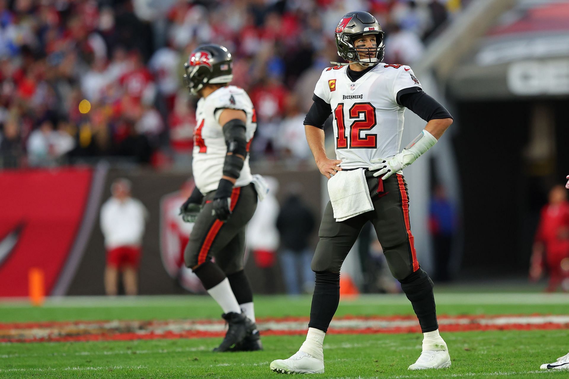 Tom Brady in a Los Angeles Rams v Tampa Bay Buccaneers match