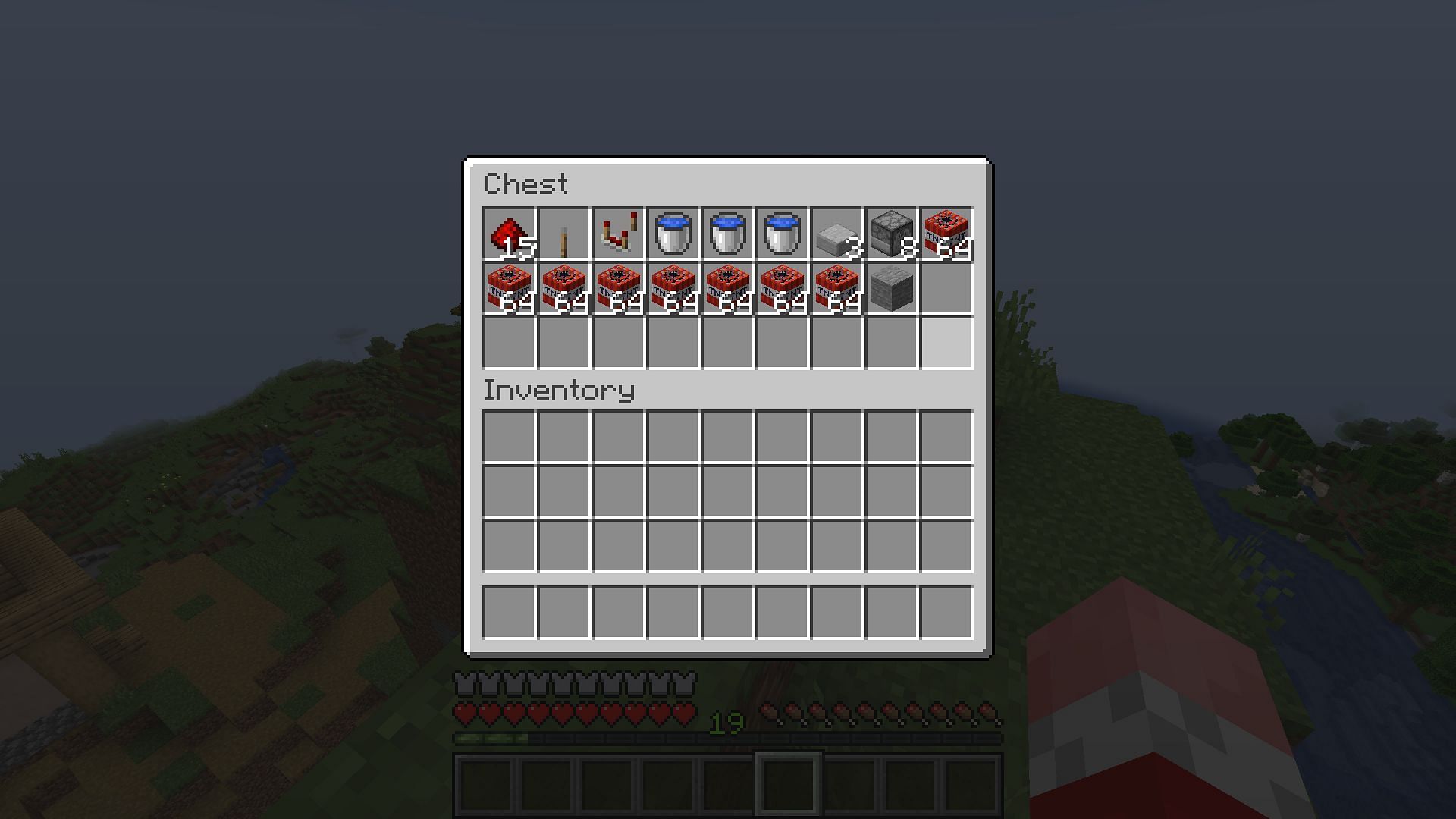 All the items needed for a simple TNT cannon (Image via Minecraft 1.19 update)