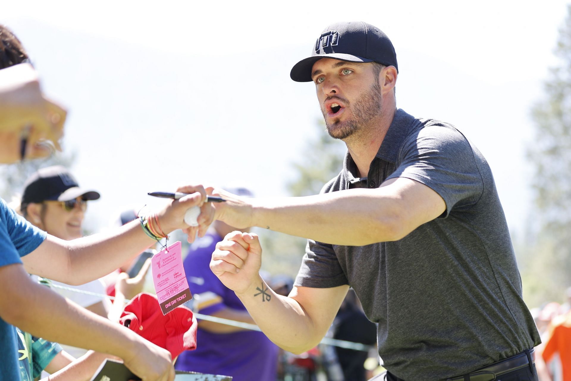 Derek Carr visits fans during the 2022 American Century Championship - Final Round.